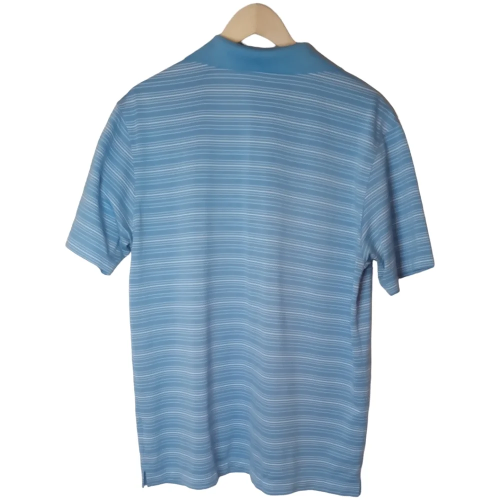 Nike Golf Men's Dri-Fit Blue White Striped Short Sleeve Polo  Large - Picture 2 of 11